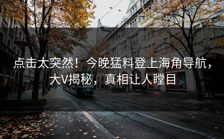 点击太突然！今晚猛料登上海角导航，大V揭秘，真相让人瞠目