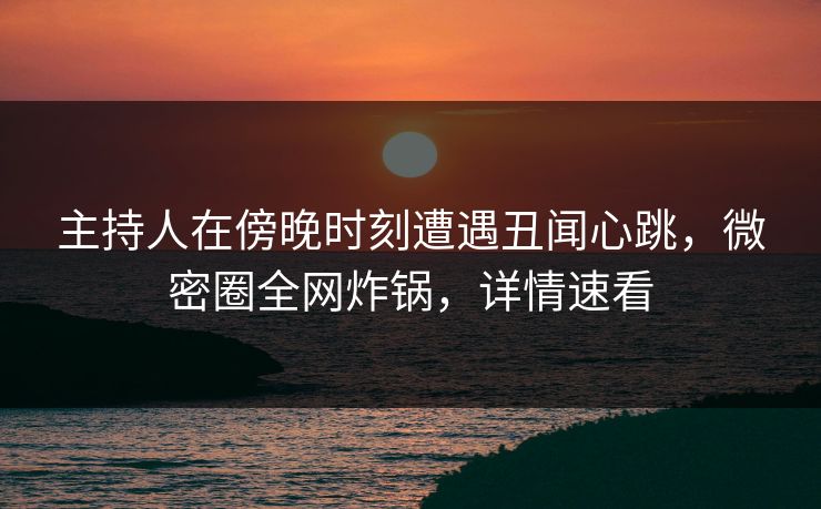 主持人在傍晚时刻遭遇丑闻心跳，微密圈全网炸锅，详情速看