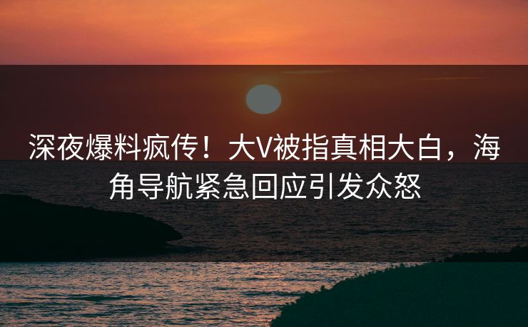 深夜爆料疯传！大V被指真相大白，海角导航紧急回应引发众怒