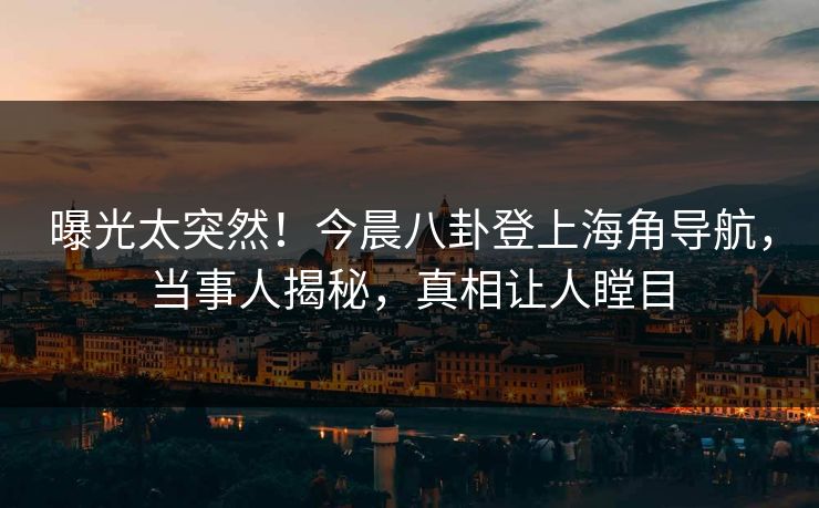 曝光太突然！今晨八卦登上海角导航，当事人揭秘，真相让人瞠目
