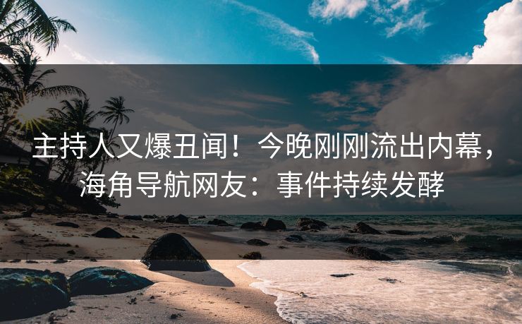 主持人又爆丑闻！今晚刚刚流出内幕，海角导航网友：事件持续发酵