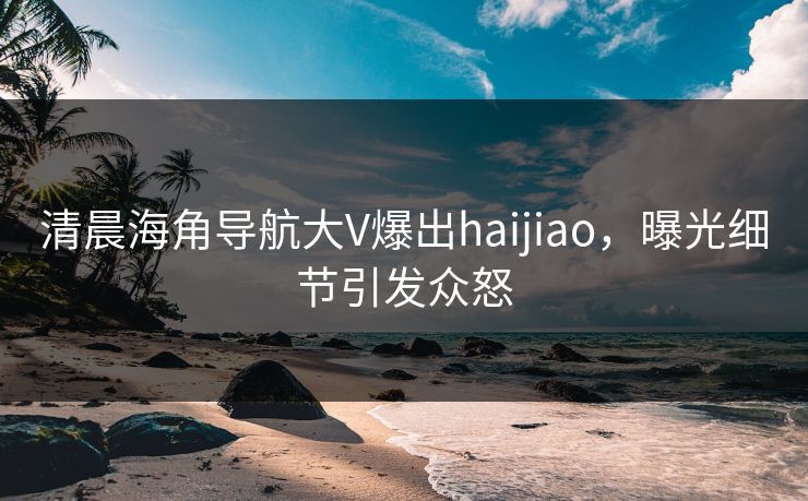 清晨海角导航大V爆出haijiao，曝光细节引发众怒