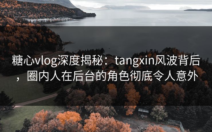 糖心vlog深度揭秘：tangxin风波背后，圈内人在后台的角色彻底令人意外