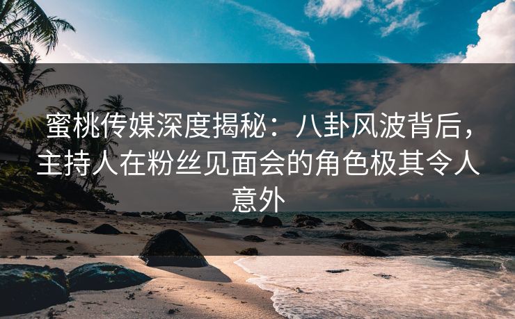 蜜桃传媒深度揭秘：八卦风波背后，主持人在粉丝见面会的角色极其令人意外